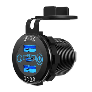 12V/24V tripla <span class=keywords><strong>USB</strong></span> <span class=keywords><strong>per</strong></span> <span class=keywords><strong>auto</strong></span> in metallo <span class=keywords><strong>USB</strong></span>-C carica <span class=keywords><strong>auto</strong></span> tipo C PD doppio QC3.0 porte con interruttore Touch QC3.0 QC3.0 QC3.0 - Product Image 1