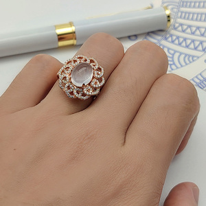 925 Silver Jewelry for Women Pretty Synthetic <strong>Moon</strong> <strong>Stone</strong> <strong>Ring</strong> with Gold Plated 925 Sterling Silver Casual <strong>Rings</strong> for Ladies - Product Image 1