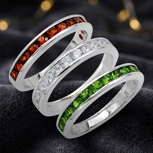 Anillo de Eternidad Clásico Gourik de Plata 925 con Múltiples Piedras Preciosas, Conjunto Combinado con Engaste de Canal, Regalos para Compromiso, Aniversario y Boda - Product Image 2