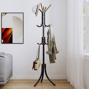 Porte-manteau portable en bois et métal pour vêtements et chapeaux - Product Image 1