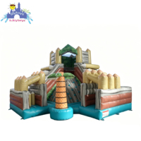 Lilytoys Toboggan gonflable d'aventure dans la jungle avec mur d'escalade, trampoline en PVC certifié CE pour enfants