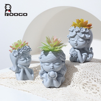 Roogo Ciment Couleur Bouquet Mini Jardinage Maison Ciment Couleur Résine Fleur Fée Pot DIY Bonsaï Artisanat Cadeaux Vase Décoratif