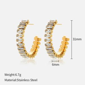 ต่างหูสแตนเลสสตีลประดับเพชรซิคอนดีไซน์หรูหรา กันน้ำ ขายส่ง สำหรับผู้หญิง - Product Image 5