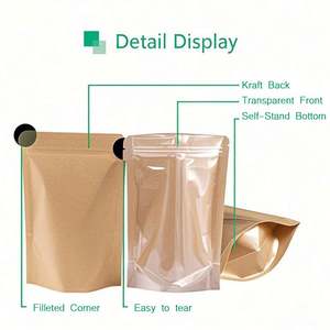 Pochette debout réutilisable écologique Sac d'emballage en papier kraft de qualité alimentaire avec fermeture à glissière et logo en plastique pour sushi - Product Image 2