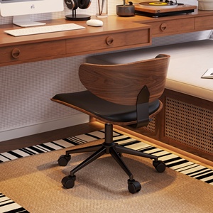 <span class=keywords><strong>Chaise</strong></span> d'ordinateur <span class=keywords><strong>vintage</strong></span> pour la maison, le <span class=keywords><strong>bureau</strong></span> ou l'étude, avec dossier, pivotante, réglable en hauteur, en bois massif, avec base à 5 étoiles et <span class=keywords><strong>roulettes</strong></span> - Product Image 5