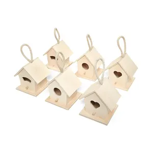 Bird Houses for Outside 6 Pack Unfinished Wood Hanging Birdhouse Kit Bird Lover Gifts to Paint for Arts DIY Craft