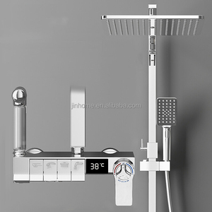 Ensemble <span class=keywords><strong>de</strong></span> douche thermostatique en cuivre <span class=keywords><strong>gris</strong></span> pistolet affichage <span class=keywords><strong>de</strong></span> la température système <span class=keywords><strong>de</strong></span> douche cascade hôtel <span class=keywords><strong>salle</strong></span> <span class=keywords><strong>de</strong></span> <span class=keywords><strong>bain</strong></span> colonnes <span class=keywords><strong>de</strong></span> douche - Product Image 1