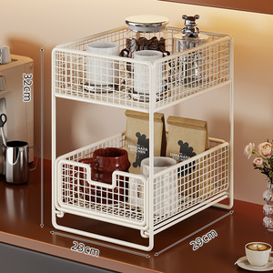 Double Layer <b>Pull</b> <b>Out</b> Storage Basket Cabinet Organizer For Kitchen <b>Desk</b> Office Study Room 4-7.9in Depth - Product Image 4