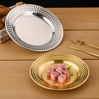 Assiettes et plats coréens en acier inoxydable à motif martelé pour collations, barbecue, pâtes, desserts