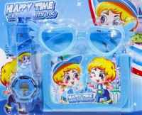 Ensemble d'accessoires de dessin animé pour enfants : montre-bracelet en plastique, lunettes de soleil en forme de cœur, mini portefeuille – Cadeaux pour filles pour fêtes d'anniversaire et déguisements
