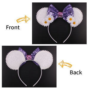 Aksesoris rambut bunga mode <span class=keywords><strong>3</strong></span>.<span class=keywords><strong>3</strong></span> "ikat kepala telinga tikus berpayet Daisy untuk anak perempuan aksesori rambut hiasan kepala - Product Image 3