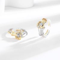 Bague de couple romantique en diamant plaqué platine, bijoux de mode pour mariages, bague simple en zircon empilable pour étreinte et poignée de main