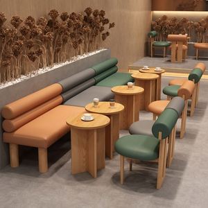 Juego de comedor de diseño moderno de lujo, muebles de restaurante comercial con mesas de cabina y sillas para uso en Cafetería - Product Image 3