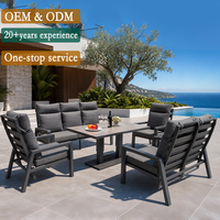 Ensemble de mobilier de jardin en aluminium résistant aux UV pour hôtel et complexe hôtelier, avec table et chaises réglables pour salon et repas en extérieur