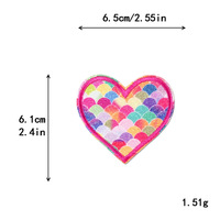 Patchs brodés Cœur Pailleté, Cœur Écaille de Diamant Arc-en-ciel, à thermocoller DIY pour Vêtements et Sacs