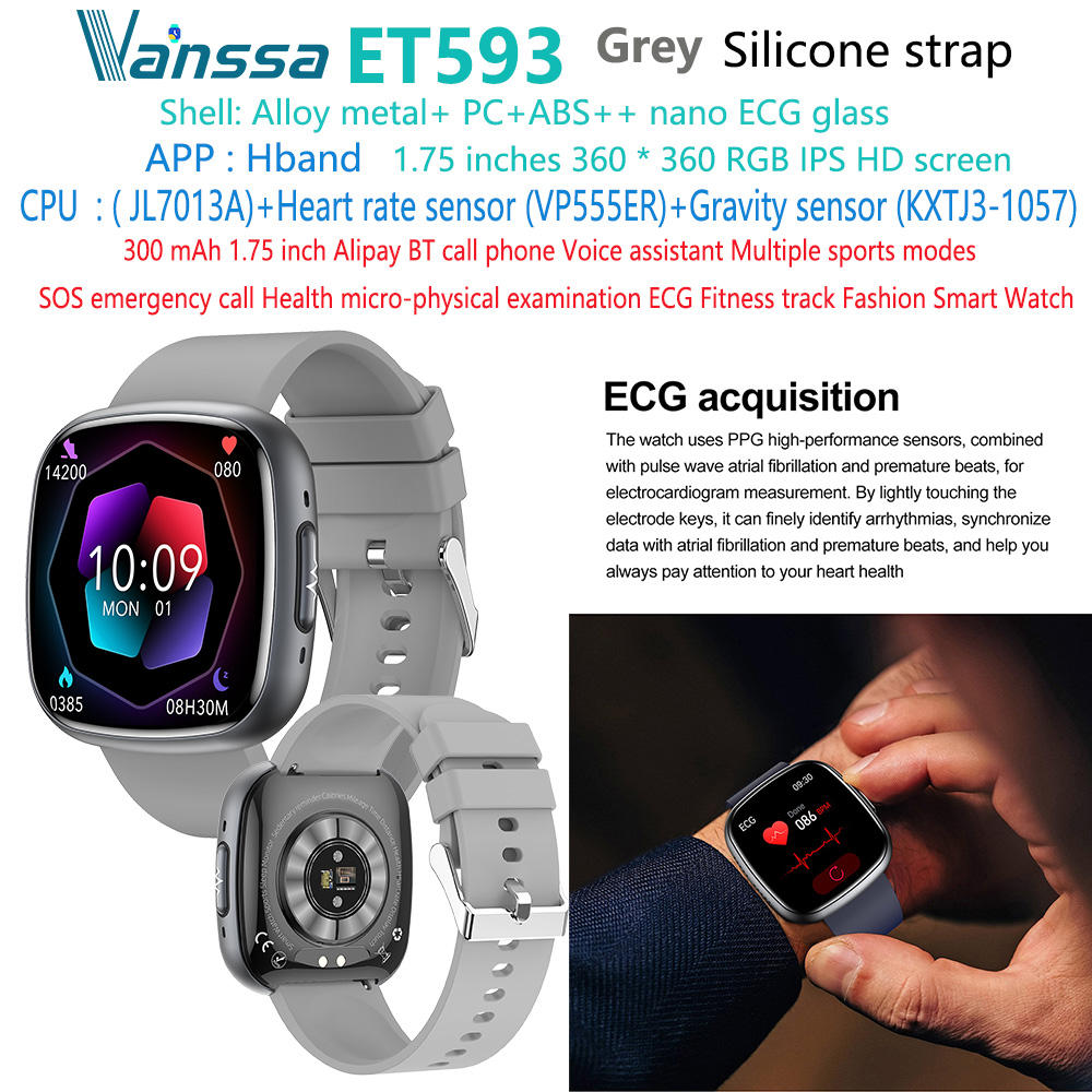 ET593-sport-fitness-ecg-health-smart-watch เงิน