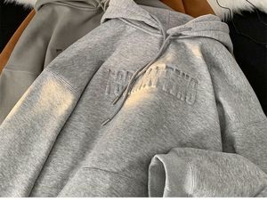 QY122 Custom Thick Baggy Drop Plain Wholesale Streetwear <b>Men's</b> Winter 3D Embossing <b>Pullover</b> Hoodies for Unisex - Product Image 6