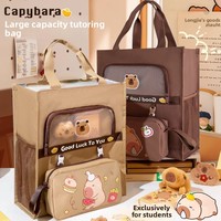 Sac de Tutorat Capybara Cartoon, Sac Fourre-tout pour Livres, Porte-documents, Sac d'École, Sac d'Art avec Fermeture Éclair