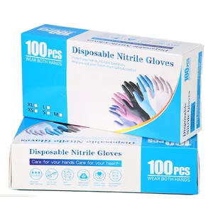 De alta calidad Blanco azul cajas de cartón desechables de nitrilo