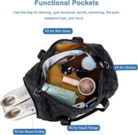 Sacs de sport imperméables noirs avec fermeture éclair, sacs de voyage pour la gym, la nuit, le week-end, sacs de rangement professionnels pour l'extérieur