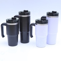 Vente en gros 30 OZ double paroi en acier inoxydable isolé sous vide personnalisé thé café gobelets de voyage avec paille et poignée