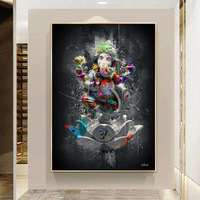 Graffiti toile peinture hindou éléphant dieu mur Art Religion Ganesha Lotus affiche impression mur photo pour salon décor à la maison