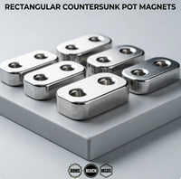 Magnet Pot Neodymium N52 D20 dengan Lubang Countersunk, Magnet Cangkir NdFeB Permanen untuk Pemasangan Industri, Pengikat Sekrup Pengaman