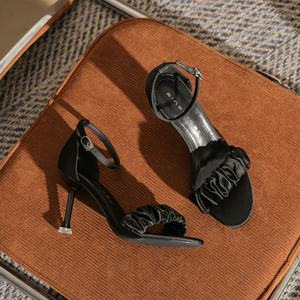 Bottines à talons hauts avec bride de cheville, bout ouvert, talon aiguille, chaussures de mariage antidérapantes, sexy et intemporelles pour femme - Product Image 6