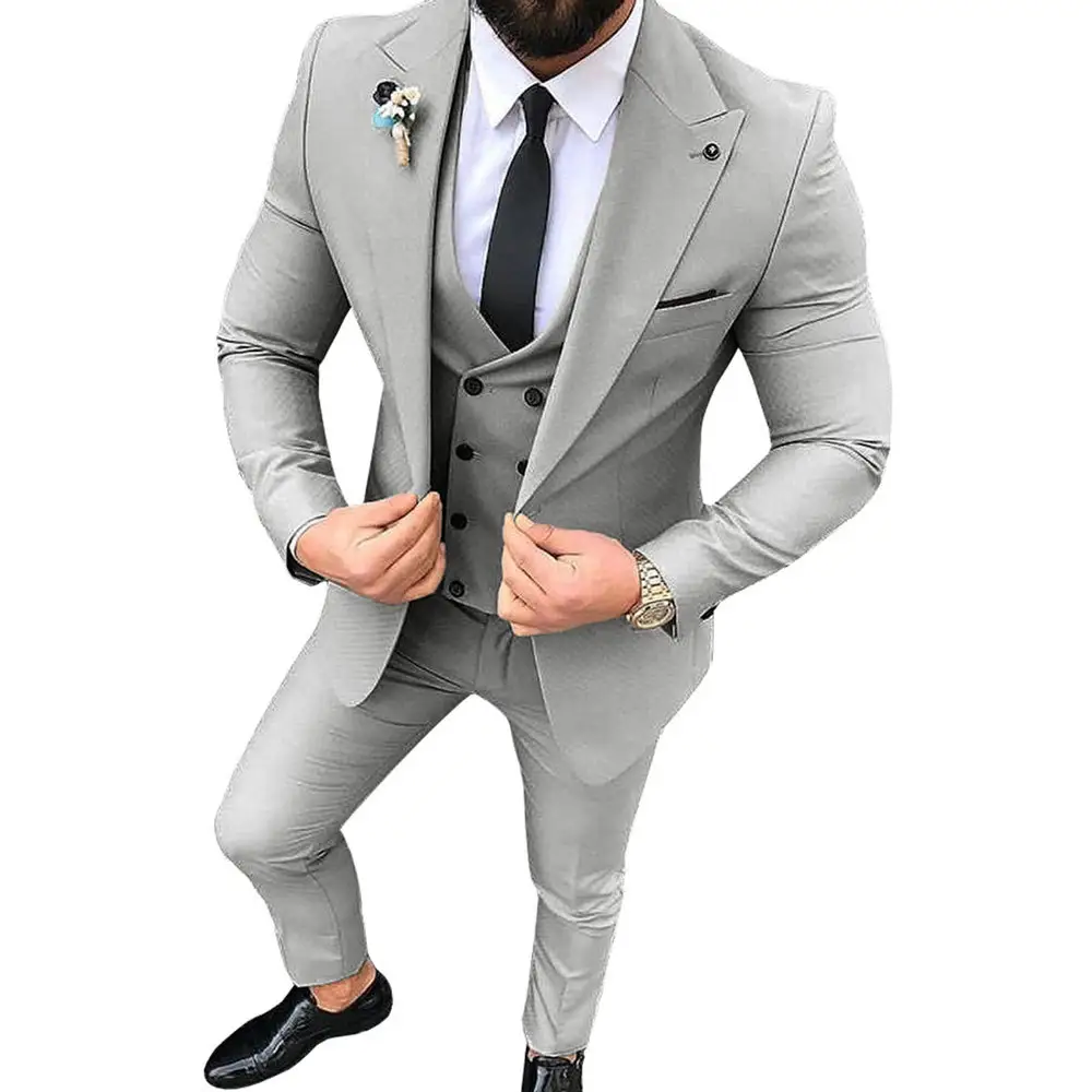 New Arrival Italian High Quality 3 Pieces Veste Homme Pour Mariage Business Groom Wear Blazers Men'S Suits