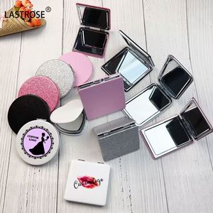 Pink Heart <b>Mirror</b> White PU Leather Private Label Heart <b>Round</b> Lash Mini <b>Small</b> Pocket Compact Makeup <b>Mirror</b> - Product Image 6