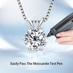 Livraison Rapide Collier Pendentif Classique à Six Griffes en Argent Sterling 925 Plaqué Or 18 carats avec Moissanite VVS de 6,5 mm, 8 mm, 9 mm - Product Image 3