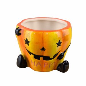Maceta de Cerámica Esmaltada con Diseño de Calabaza de Halloween para <span class=keywords><strong>Cactus</strong></span> y Suculentas, para Jardín y Hogar - Product Image 2