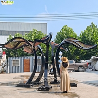 Sculpture moderne en métal pour plantes, pavillon d'extérieur à grandes feuilles, lambris en bois sur mesure, art de jardin pour parc, place publique, villa, complexe hôtelier