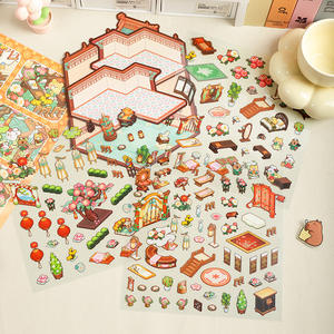 4 autocollants par paquet Cute Power Tri-fold Third Bullet Fun Miniature Aquascape Decoration Cut Film Sticker Book - Product Image 2