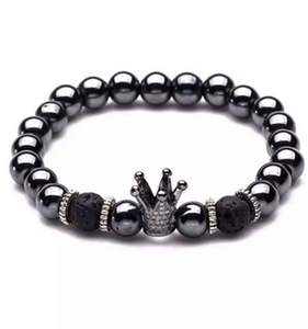 Pulsera de Moda 2019 con Dijes de Corona Imperial y Casco, Adornados con Piedras de Lava y Circonitas, para Hombre - Product Image 5