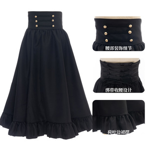 Jupe longue Redman Anime Gothique Médiévale Taille Haute Style Rétro Hepburn en Coton et Polyester Coupe Évasée pour Femme Halloween Scène - Product Image 1