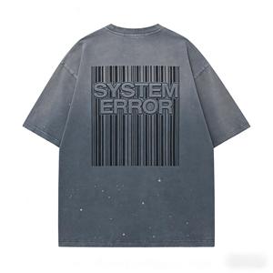 Produttore OEM di T-Shirt Streetwear: <span class=keywords><strong>Maglietta</strong></span> da <span class=keywords><strong>Uomo</strong></span> con Grafica Segnale di Pericolo, Effetto Vintage, Vestibilità Oversize, Logo Personalizzato, Ordine all'Ingrosso - Product Image 2