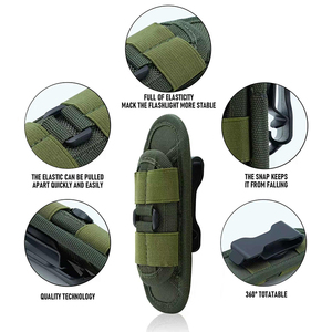 छोटे शुल्क बेल्ट मोंडल टॉर्च, बाहरी गतिविधियों के लिए 360 डिग्री रोटेशन क्लिप के साथ खुला शीर्ष सामरिक फ्लैशलाइट पाउच - Product Image 2