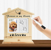 Urne funéraire en bois en forme de maison pour animaux de compagnie, boîte de crémation commémorative avec cadre photo, souvenir pour chien, chat, cadeau commémoratif pour la perte d'un animal