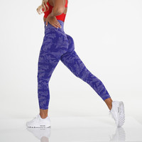 Pantalons de yoga camouflage à taille haute élastique sans couture pour femmes, logo personnalisé imprimé, extensibles dans quatre directions, séchage rapide, écologiques, coupe-vent, leggings