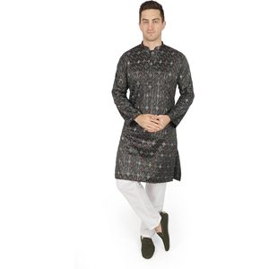 Ensemble Kurta Pajama pour homme Triloki, coton, imprimé numérique, tenue ethnique indienne traditionnelle, tenue de Diwali Puja - Product Image 1