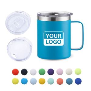 แก้วเก็บความร้อนสแตนเลสแบบมีหูจับ ขนาด 12, 14, 16, 24 ออนซ์  ผนังสองชั้น  พร้อมโลโก้สั่งทำพิเศษ - Product Image 1