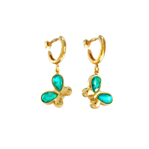 Pendientes de Moda con Baño de Oro PVD, Acero Inoxidable 316L, Diseño de Mariposa Sostenible y Resistente, con Gemas Color Verde Azulado - Product Image 2