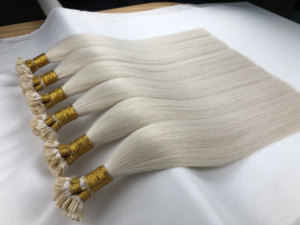 Extensiones de Cabello Humano con Punta Plana, Doble Trama, Pre-adheridas con Queratina, Rusas, 100% Remy, Color Rubio Virgen - Product Image 5