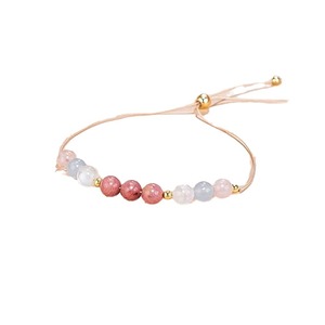 Healthy Pregnancy Crystal <b>Beaded</b> <b>Bracelet</b> Women Rose Quartz Aquamarine Moonstone Rhodinite <b>Gold</b> Plated Romantic Everyday Wear - Product Image 4
