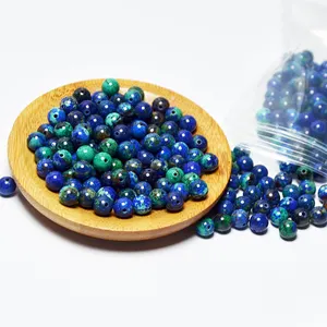 Dongguanada 2023 Factory Direct Best Quality Round Beading 6mm For Bracelet Making Azurite Malachite Tumble Stone Loose Beads