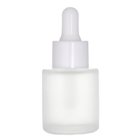 Flacon compte-gouttes en verre personnalisé vide de 25 ml, forme cylindrique, aspect givré/mat, avec impression sérigraphique et gravure pour huile essentielle