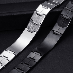 Pulsera minimalista con cruz geométrica en blanco y negro de acero inoxidable para hombres y mujeres, cadena de joyería de regalo. - Product Image 4