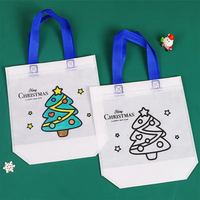 Sac de fête à colorier DIY mignon pour enfants, sac de rangement pour jouets, sac de shopping en tissu non tissé écologique avec poignée