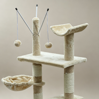 Arbre à chat multi-niveaux avec poteaux à gratter en sisal, hamac, niche pour chat et balles suspendues, grande tour pour chat d'intérieur pour chatons et chats